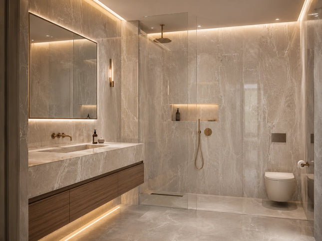 SPC wandpaneel 280x122 Crème stone