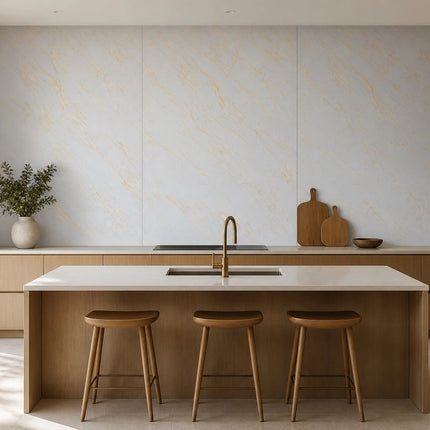 PVC wandpaneel 280x122 White Gold Marble