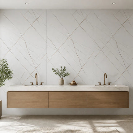 PVC wandpaneel 280x122 White Scratched Marble