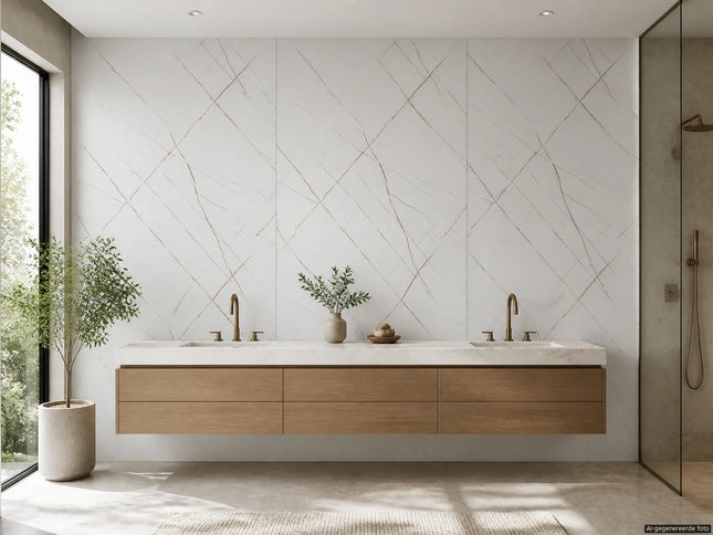 PVC wandpaneel 280x122 White Scratched Marble