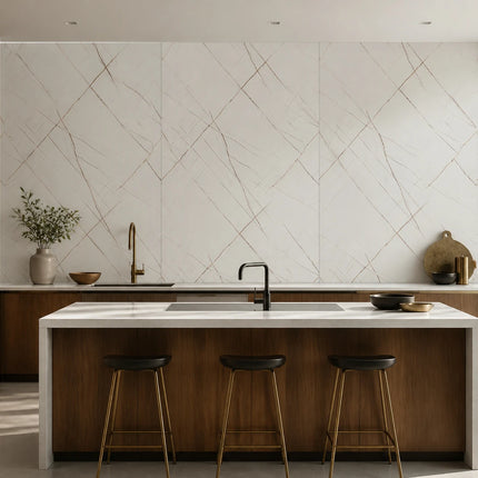 PVC wandpaneel 280x122 White Scratched Marble