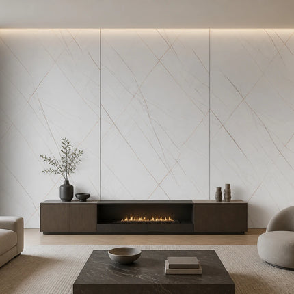 PVC wandpaneel 280x122 White Scratched Marble