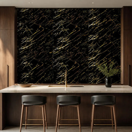 PVC wandpaneel 280x122 Black Gold Marble