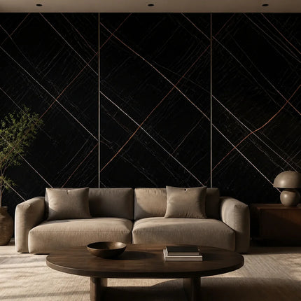 PVC wandpaneel 280x122 Black Scratched Marble