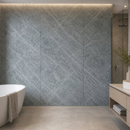 PVC wandpaneel 280x122 Scratched Dark Grey Marble