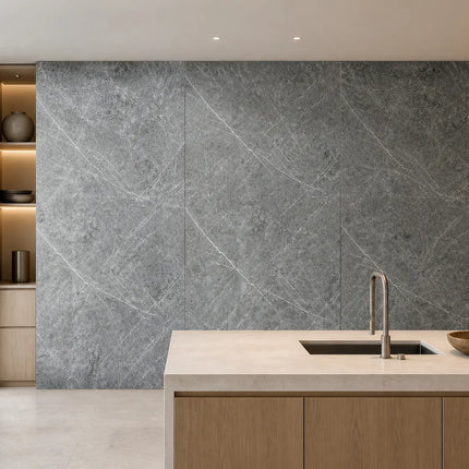 PVC wandpaneel 280x122 Scratched Dark Grey Marble
