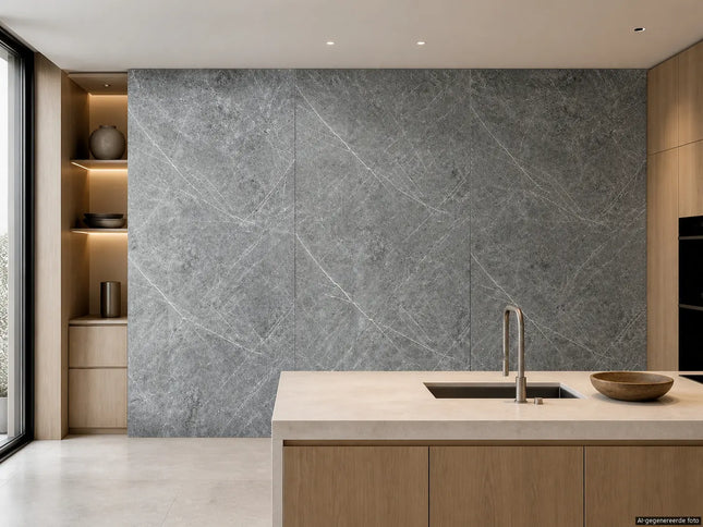 PVC wandpaneel 280x122 Scratched Dark Grey Marble