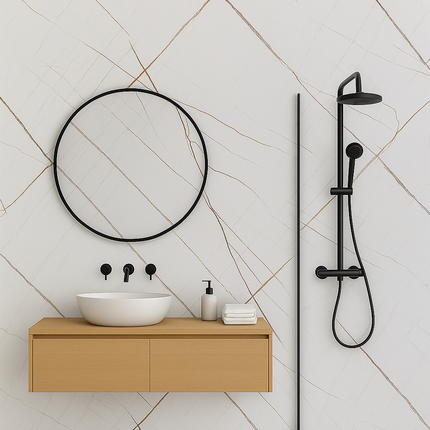 PVC wandpaneel 280x122 White Scratched Marble