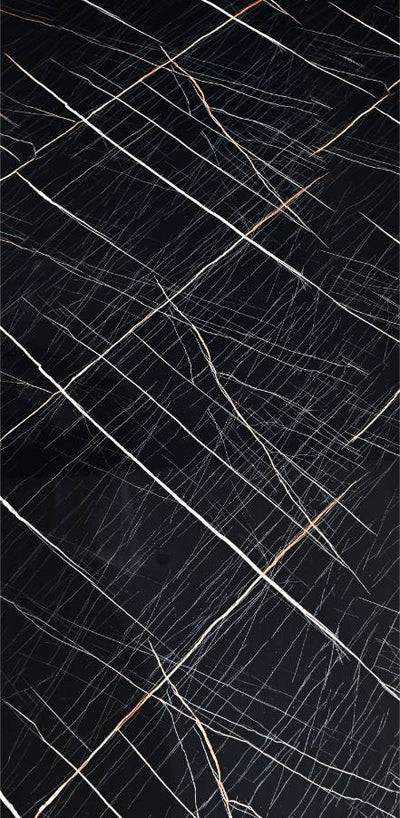 PVC wandpaneel 280x122 Black Scratched Marble - sample