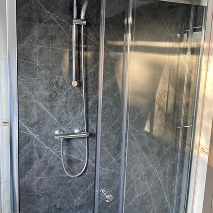 PVC wandpaneel 280x122 Scratched Dark Grey Marble
