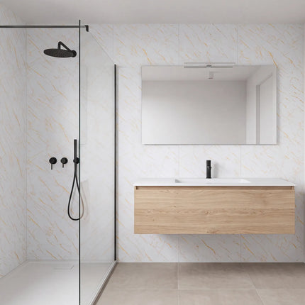 PVC wandpaneel 280x122 White Gold Marble