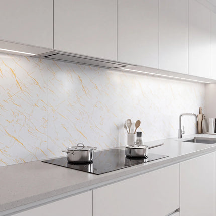 PVC wandpaneel 280x122 White Gold Marble