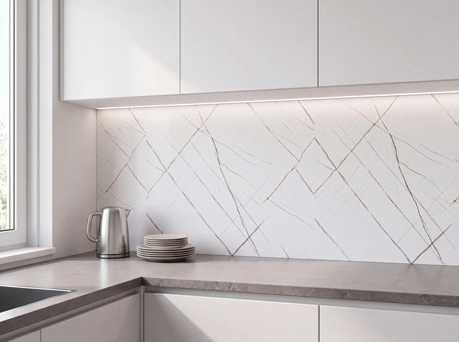 PVC wandpaneel 280x122 White Scratched Marble