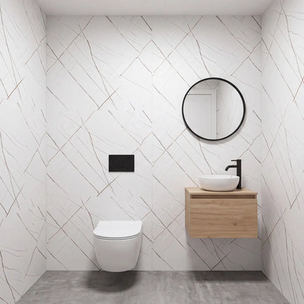 PVC wandpaneel 280x122 White Scratched Marble