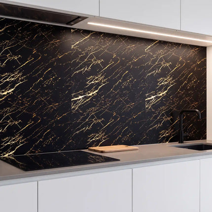 PVC wandpaneel 280x122 Black Gold Marble