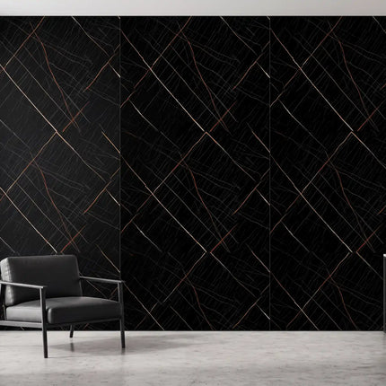 PVC wandpaneel 280x122 Black Scratched Marble
