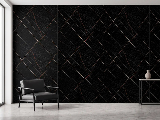 PVC wandpaneel 280x122 Black Scratched Marble