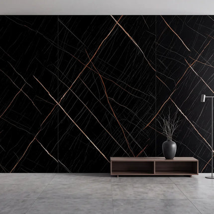 PVC wandpaneel 280x122 Black Scratched Marble