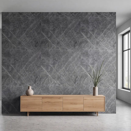 PVC wandpaneel 280x122 Scratched Dark Grey Marble