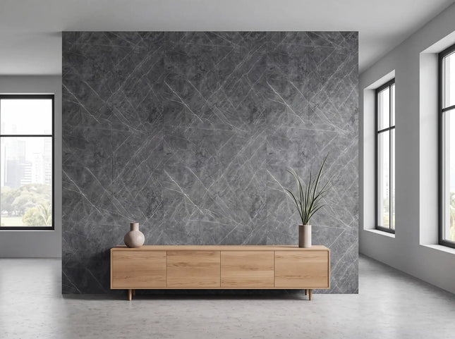 PVC wandpaneel 280x122 Scratched Dark Grey Marble