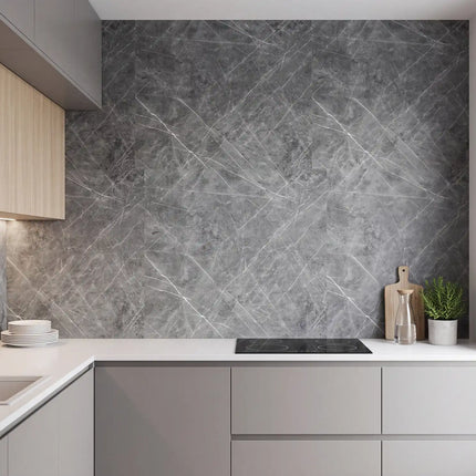 PVC wandpaneel 280x122 Scratched Dark Grey Marble