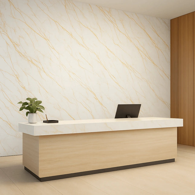 PVC wandpaneel 280x122 White Gold Marble